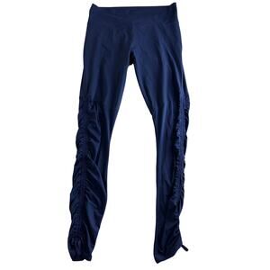 Fabletics Cashel Foldover PureLuxe Leggings Size XL Navy Blue Ruched Gym Yoga